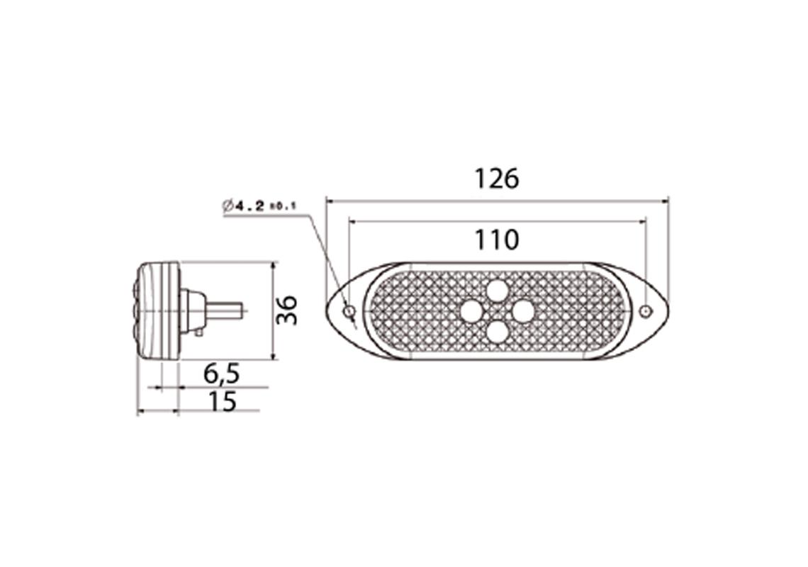 Rear position lamp LED 24V red 